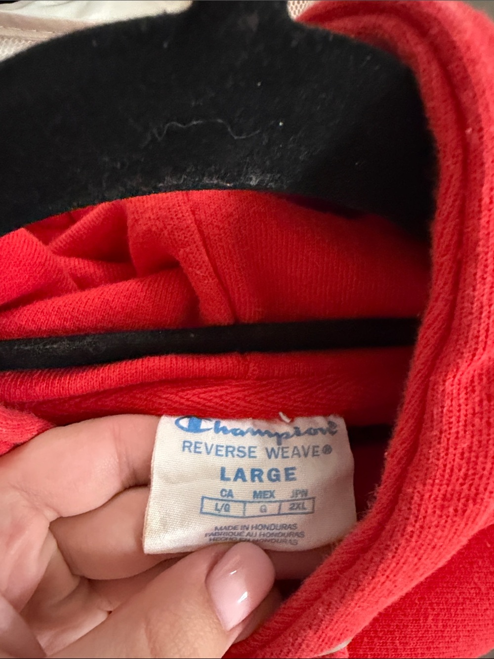Champion Red Crewneck Hoodie with Kangaroo Pocket - Picture 3 of 3